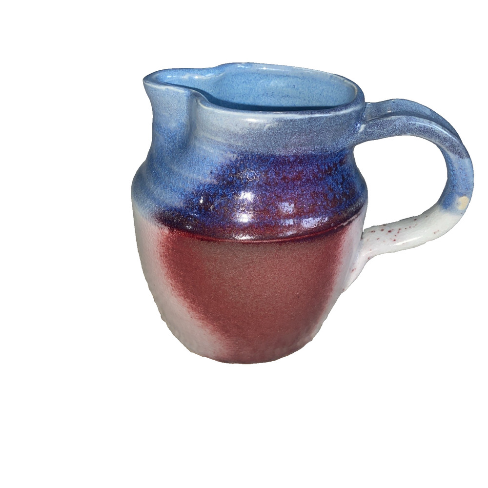Vintage Studio Art Pottery Pitcher Signed Hand Thrown Stoneware 5"